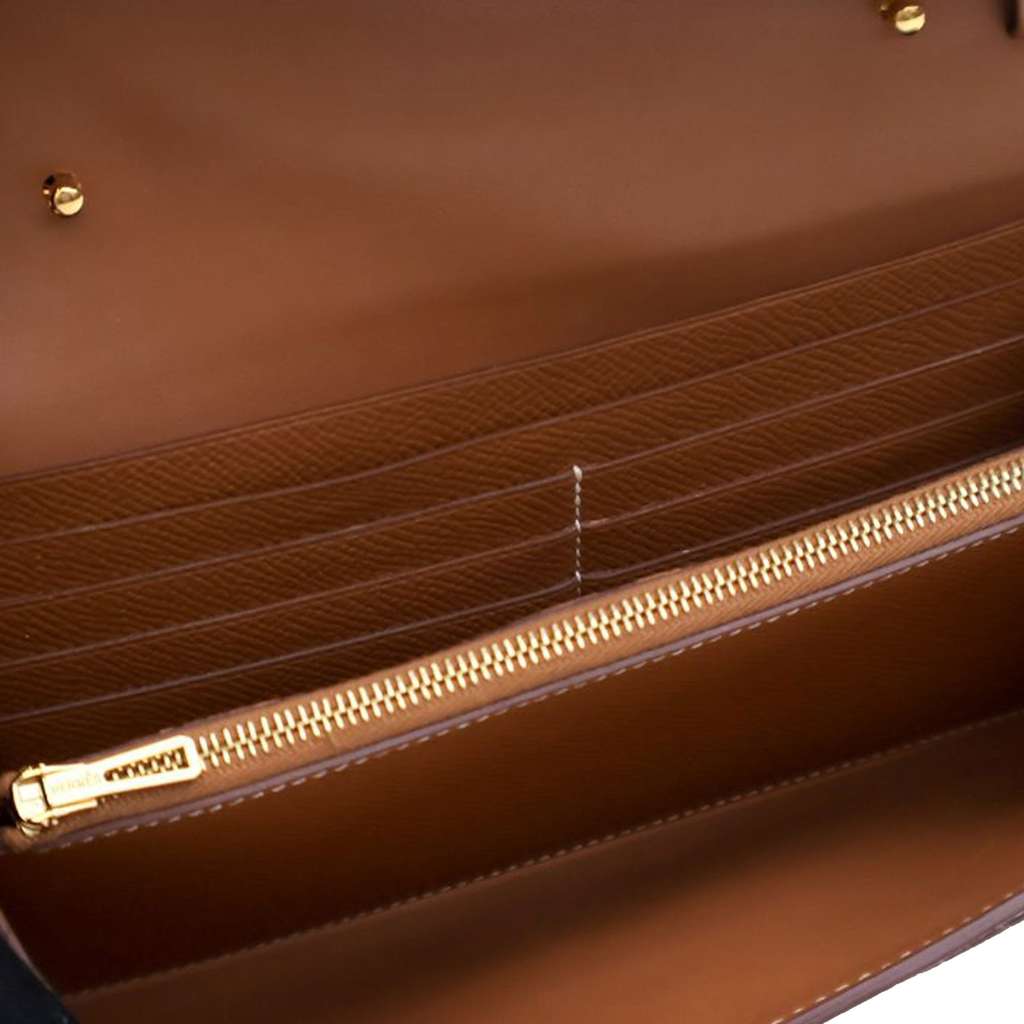 Hermès Epsom Constance Long To Go Wallet Brown Leather Good condition - Box View
