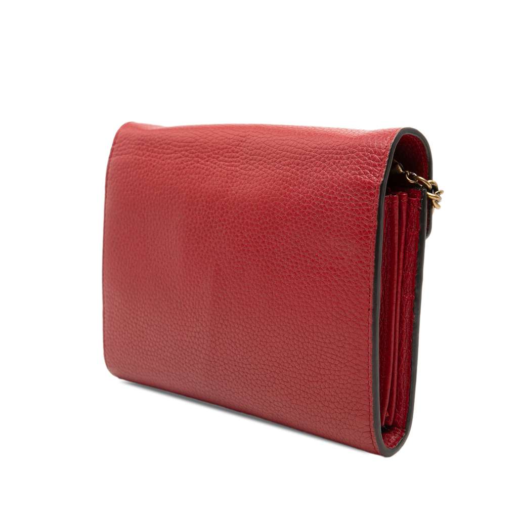 Gucci GG Marmont Leather Wallet on Chain Red Leather Good condition - Back View