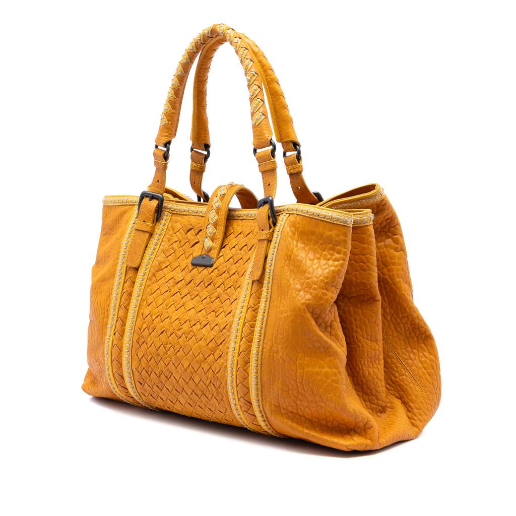 Bottega Veneta Medium Nappa Intrecciato Punto Mocassino Roma Tote Yellow Leather Good condition - Back View