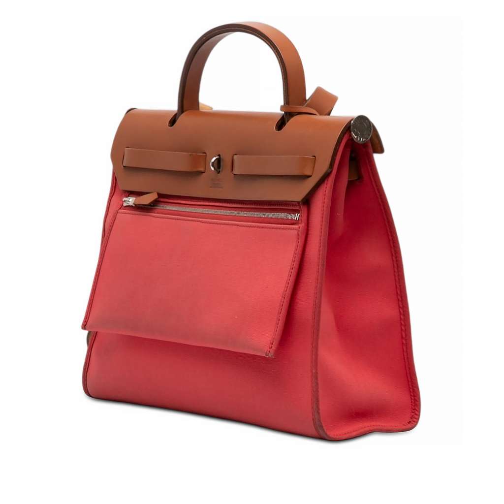 Hermès Toile Herbag Zip 31 Red Canvas Good condition - Back View