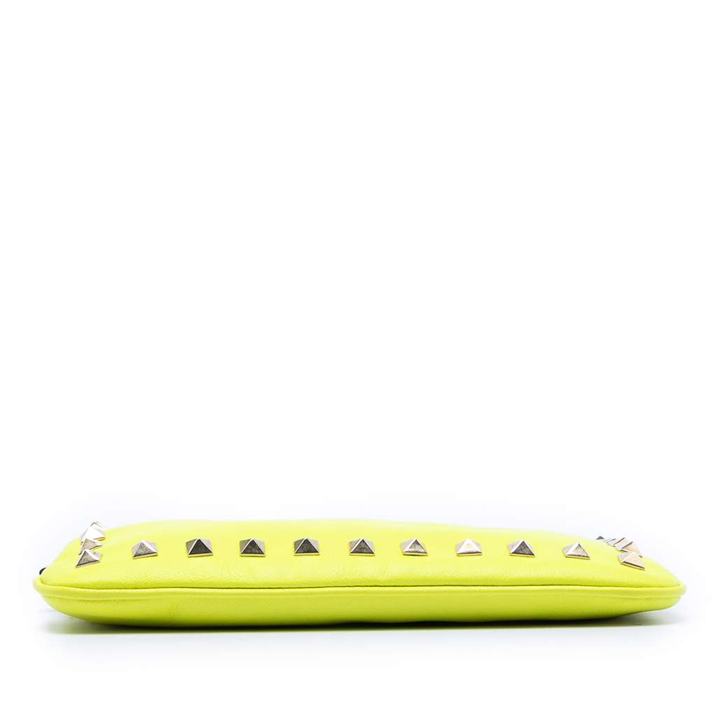 Valentino Leather Rockstud Wristlet Pouch Yellow Leather Good condition - Inside View