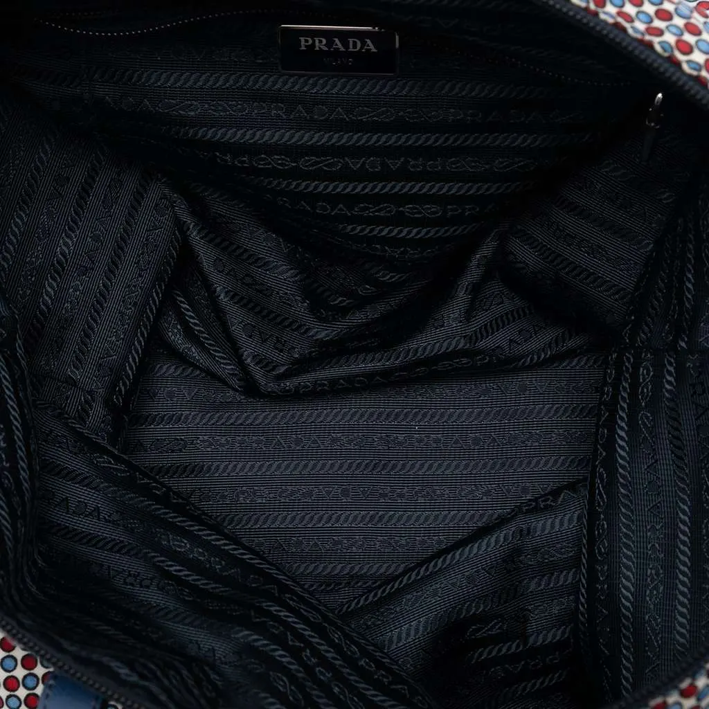 Prada Tessuto Stampato Satchel Blue Very good - Model View