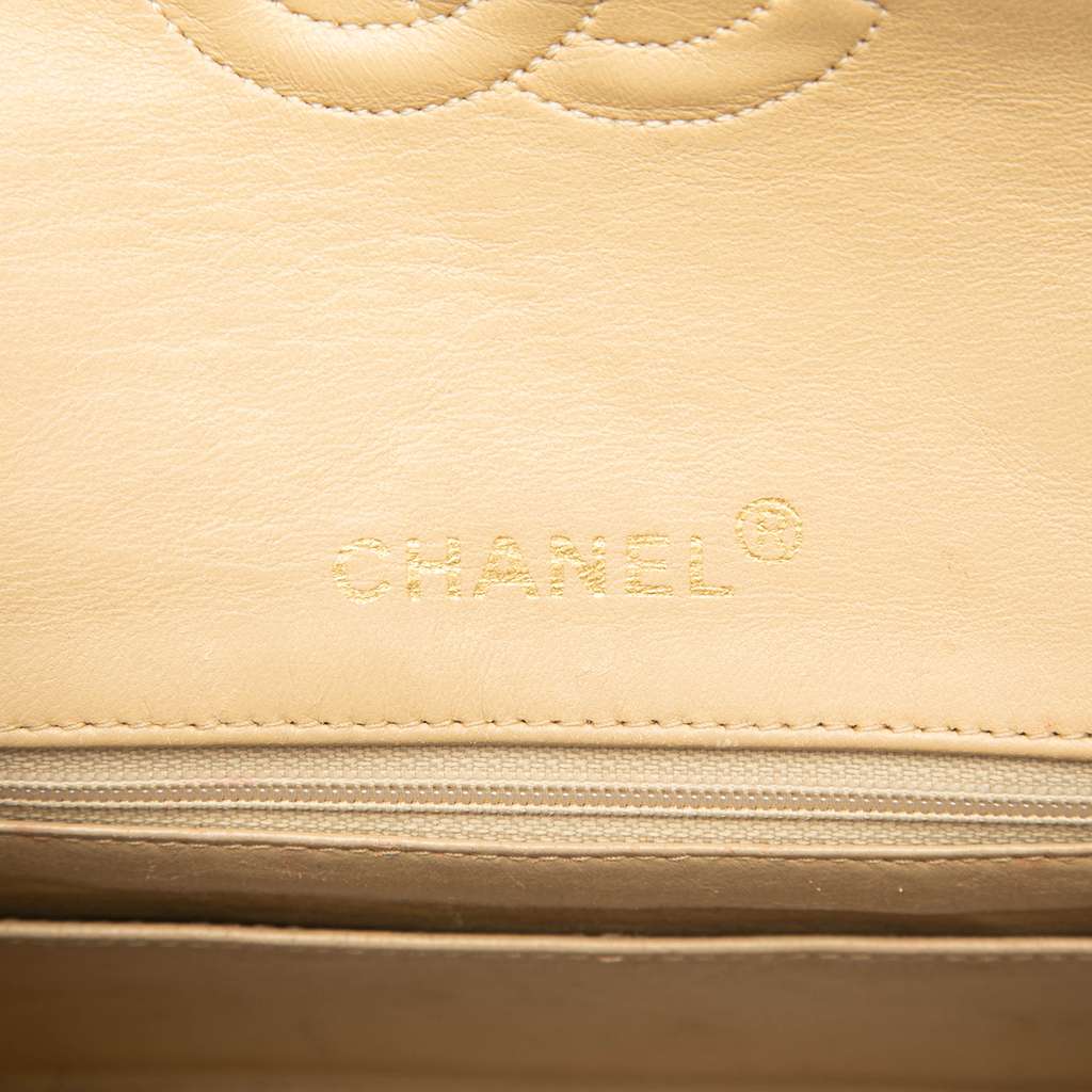 Chanel Mini Square Classic Lambskin Single Flap Beige Leather Good condition - Box View