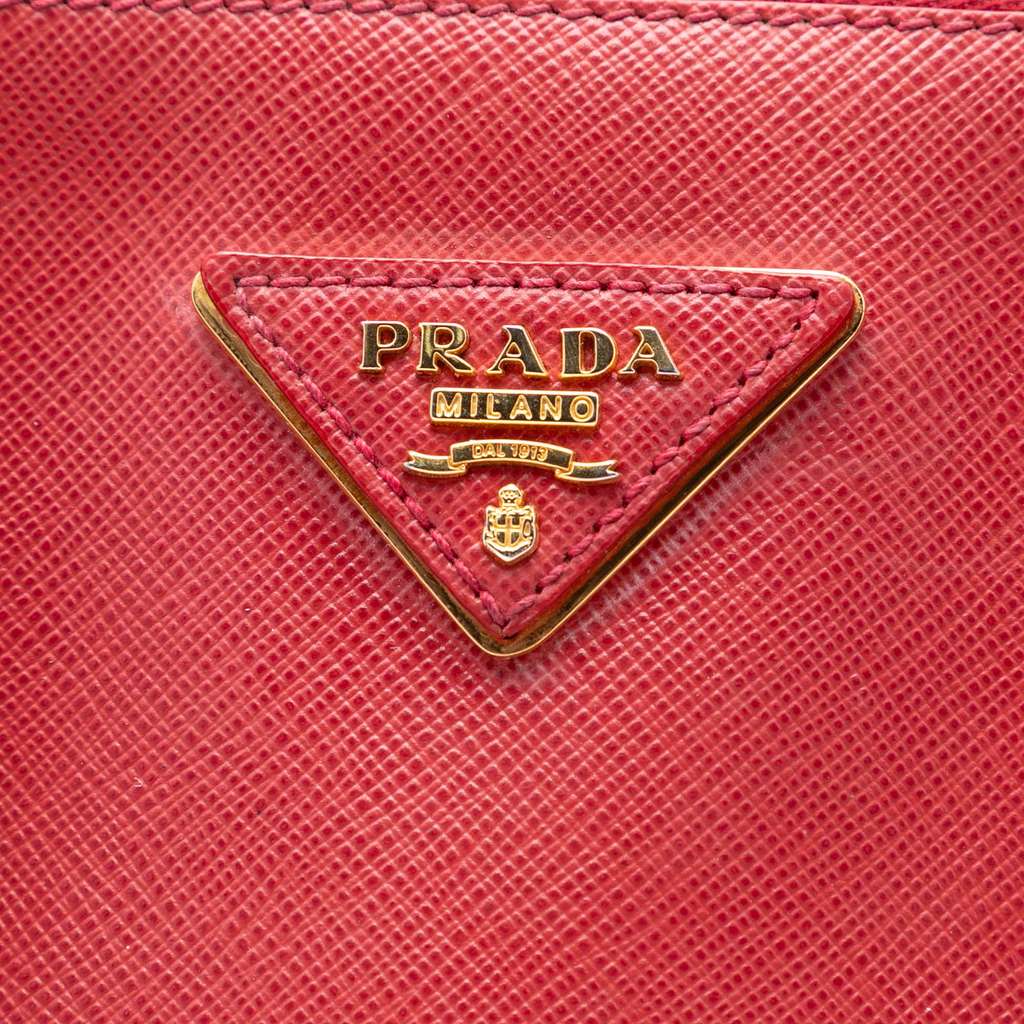 Prada Large Saffiano Lux Galleria Double Zip Satchel Red Leather Good condition - Box View