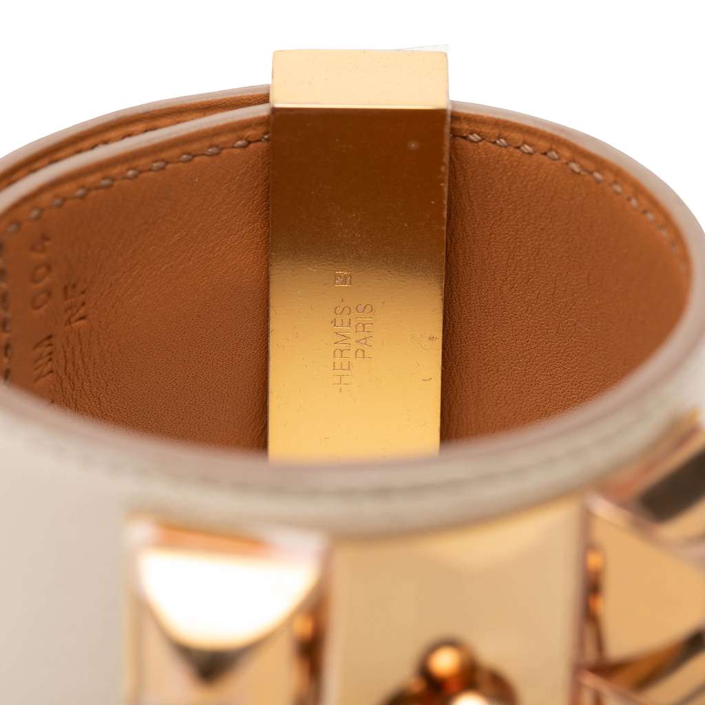 Hermès Swift and Gold Plated Collier de Chien Bracelet Beige Leather Good condition - Box View