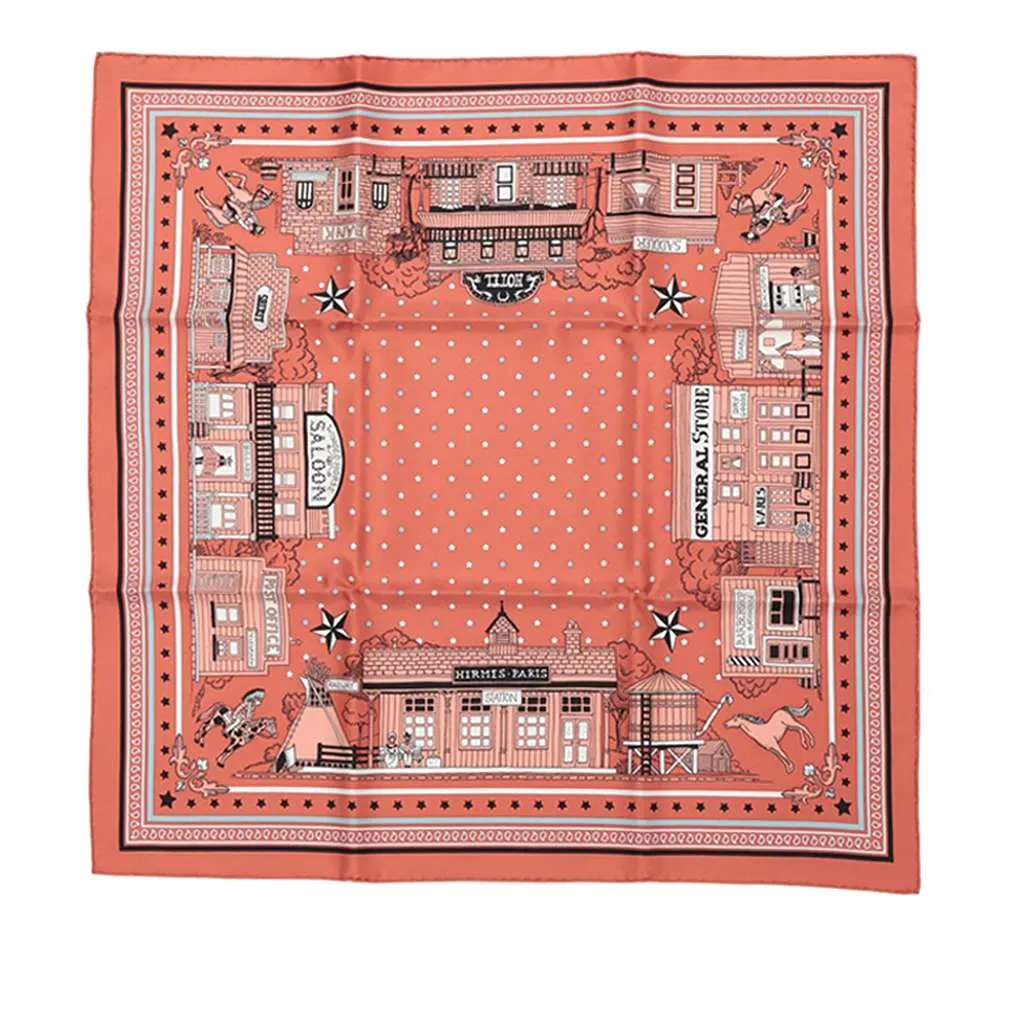 Hermès Paris Station Silk Bandana Scarf 55 Pink Silk Never worn - Front View