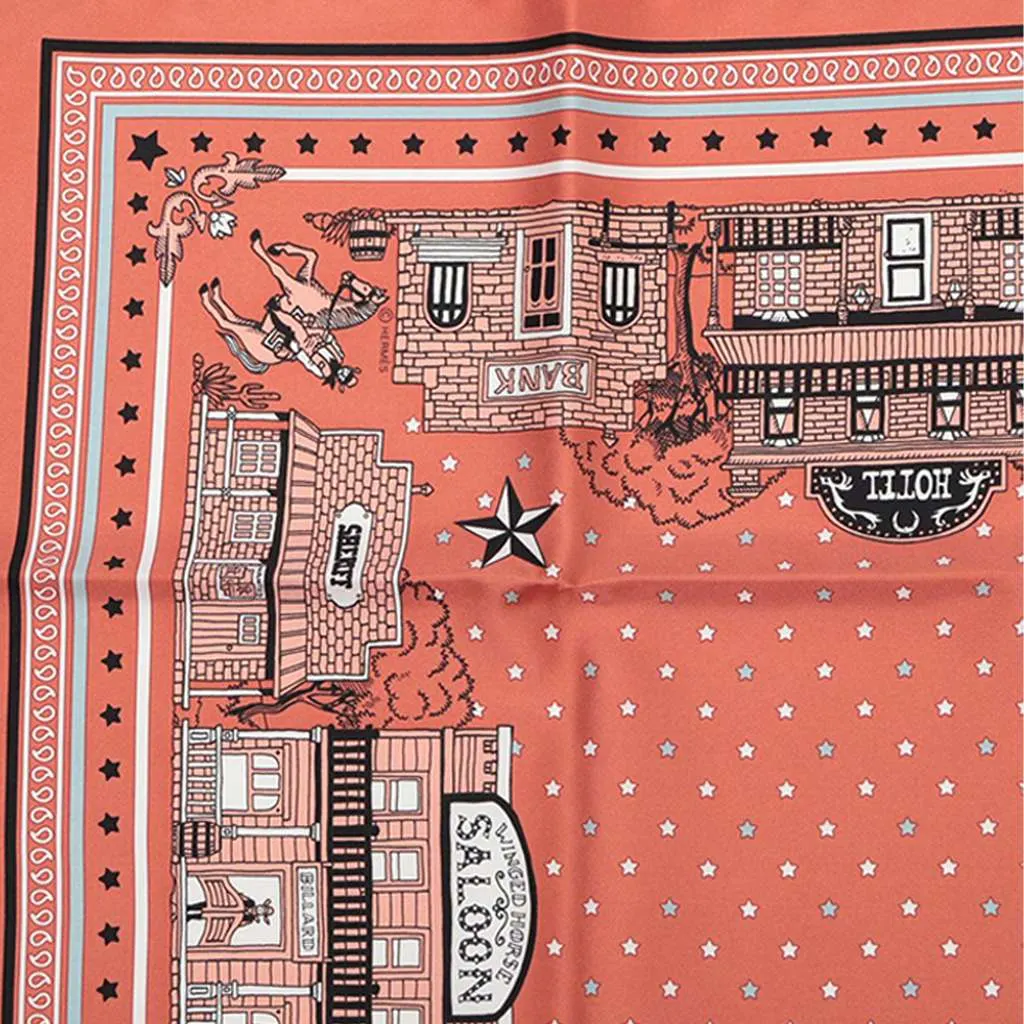 Hermès Paris Station Silk Bandana Scarf 55 Pink Silk Never worn - Model View