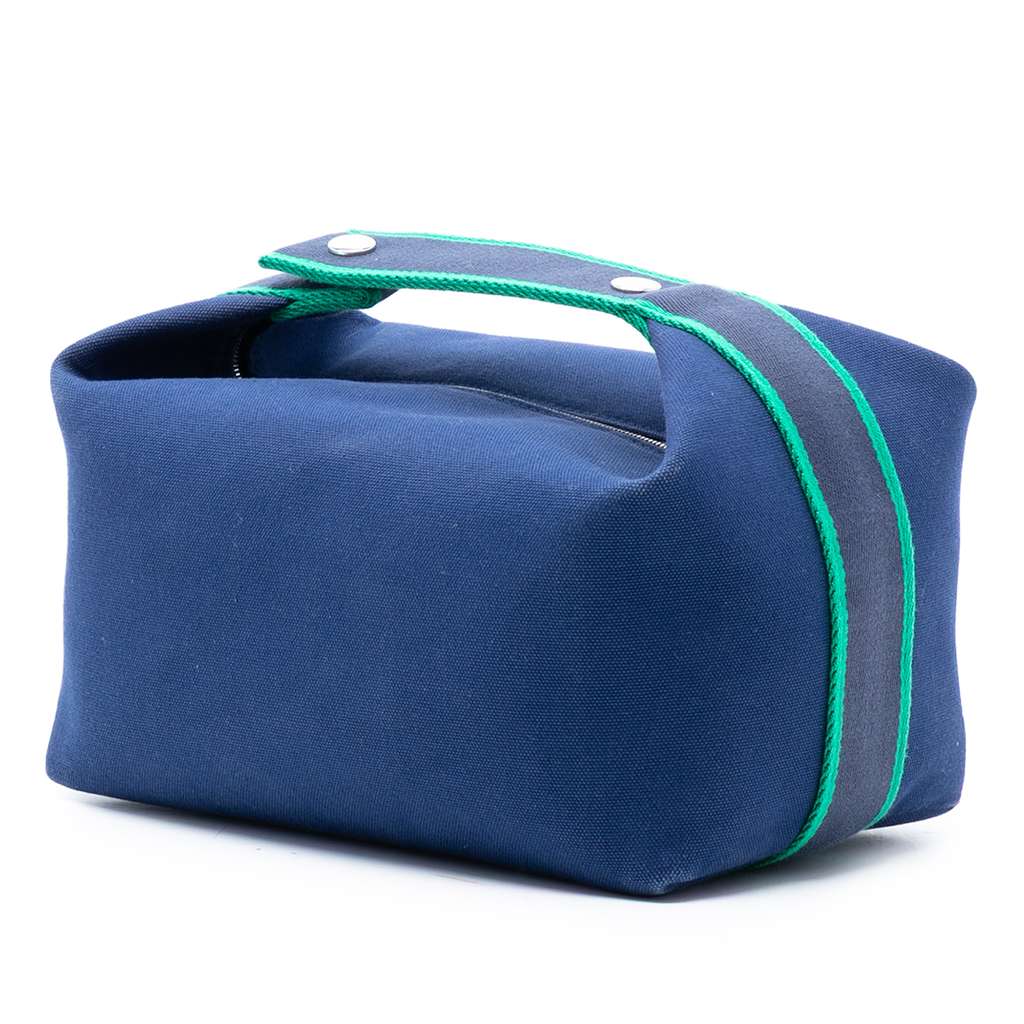 Hermès Large Toile Bride A Brac Case Blue Canvas Good condition - Back View