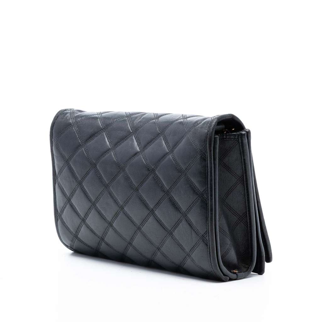 Saint Laurent Small Quilted Lambskin Becky Chain Shoulder Bag Black Leather Good condition - Back View