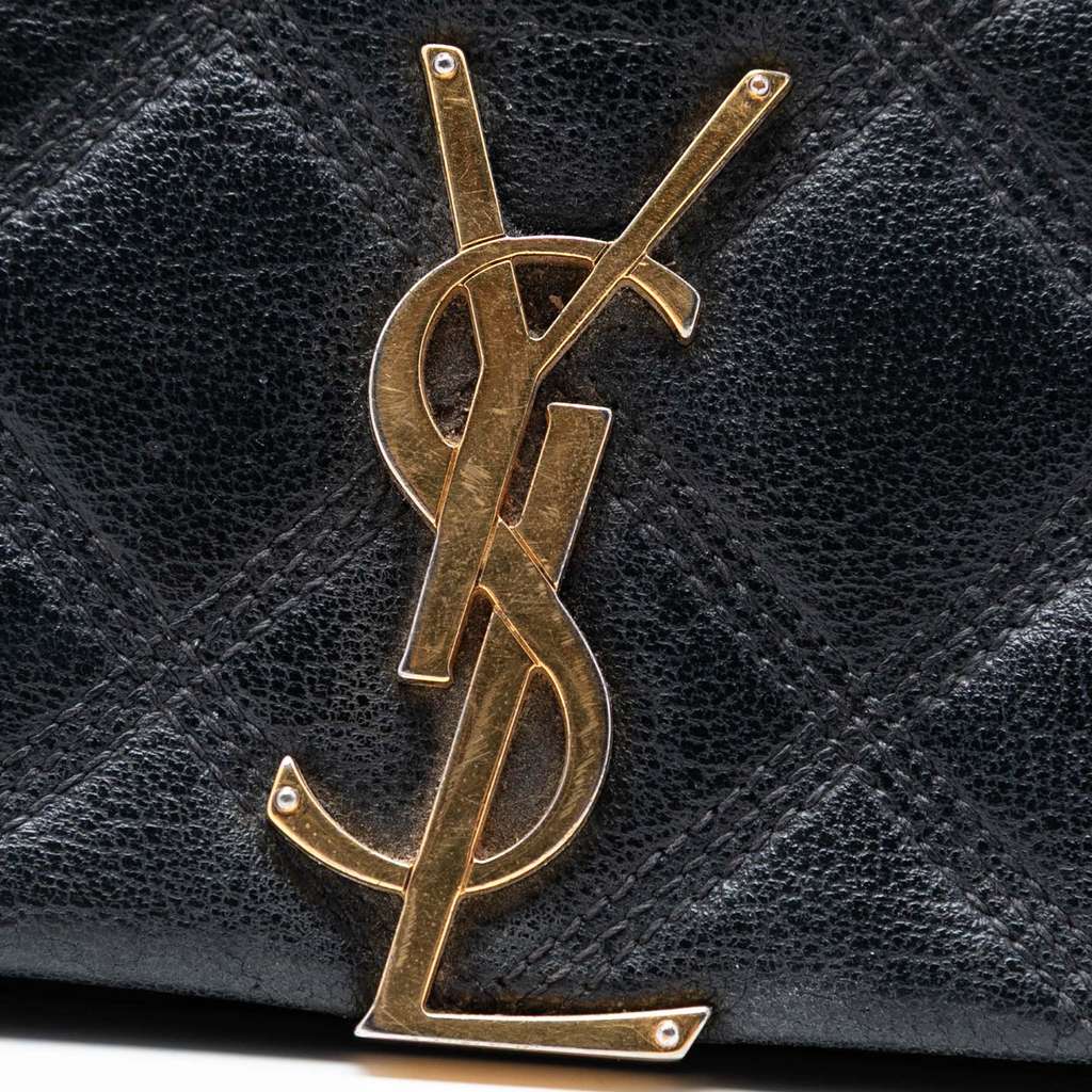 Saint Laurent Small Quilted Lambskin Becky Chain Shoulder Bag Black Leather Good condition - Box View