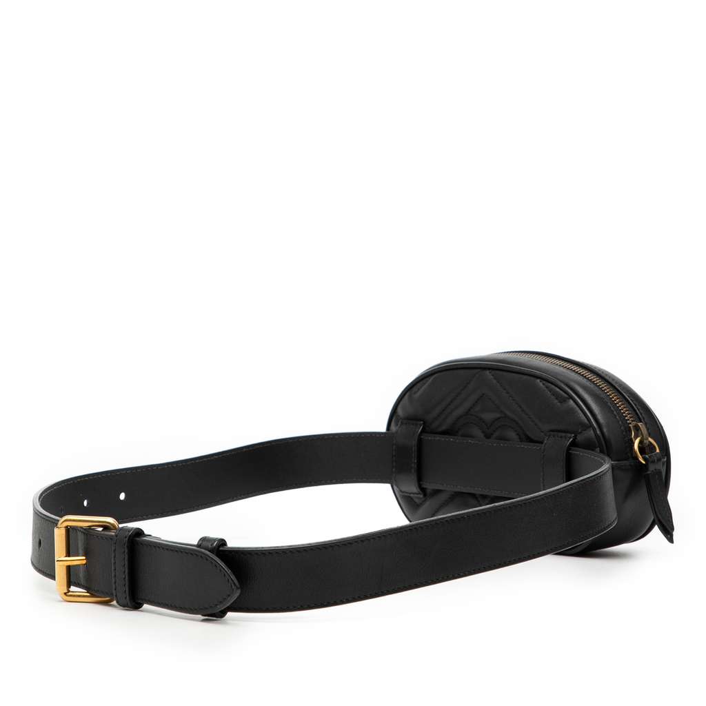 Gucci GG Marmont Matelasse Leather Belt Bag Black Leather Good condition - Back View