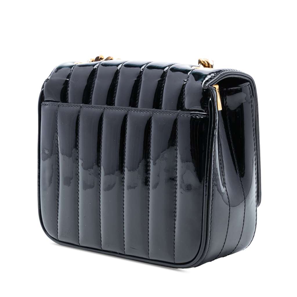 Saint Laurent Small Patent Monogram Vicky Chain Bag Black Leather Good condition - Back View