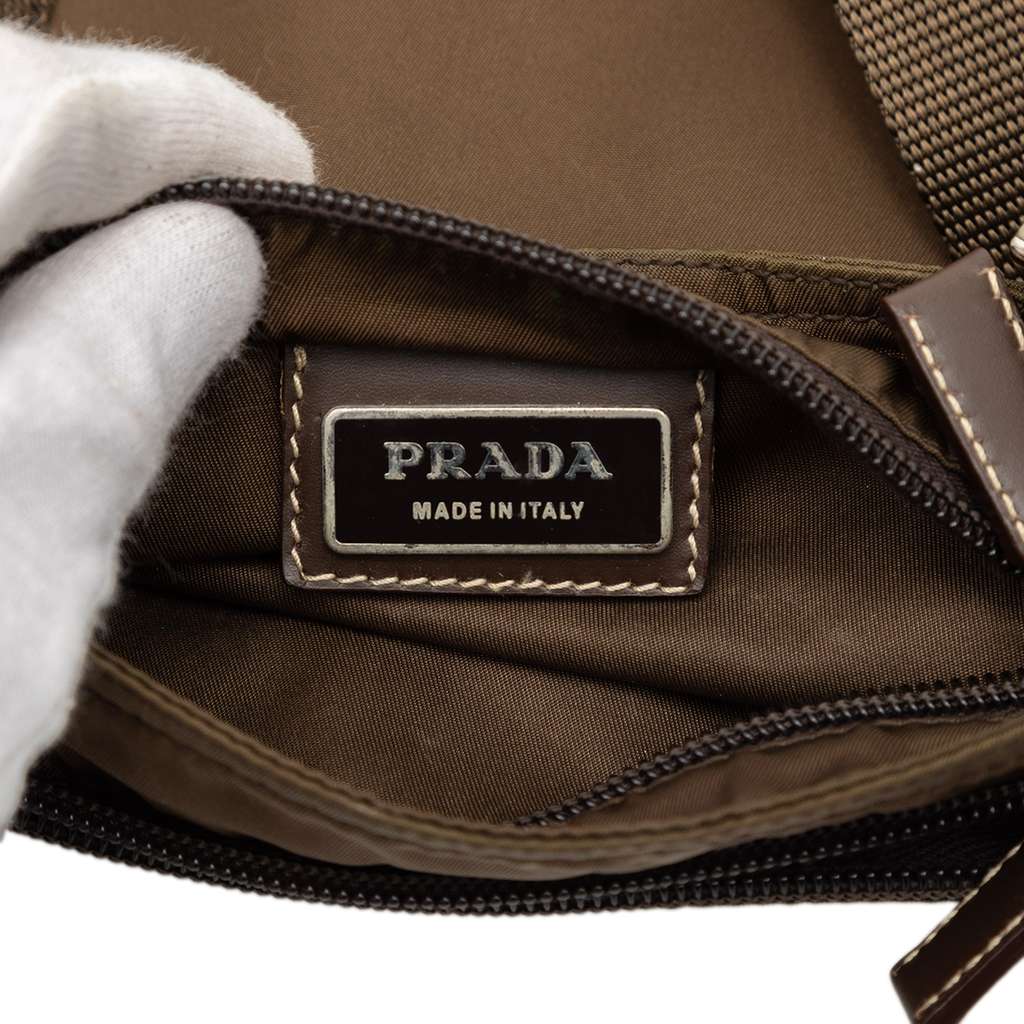 Prada Tessuto Zip Top Crossbody Brown Good condition - Box View