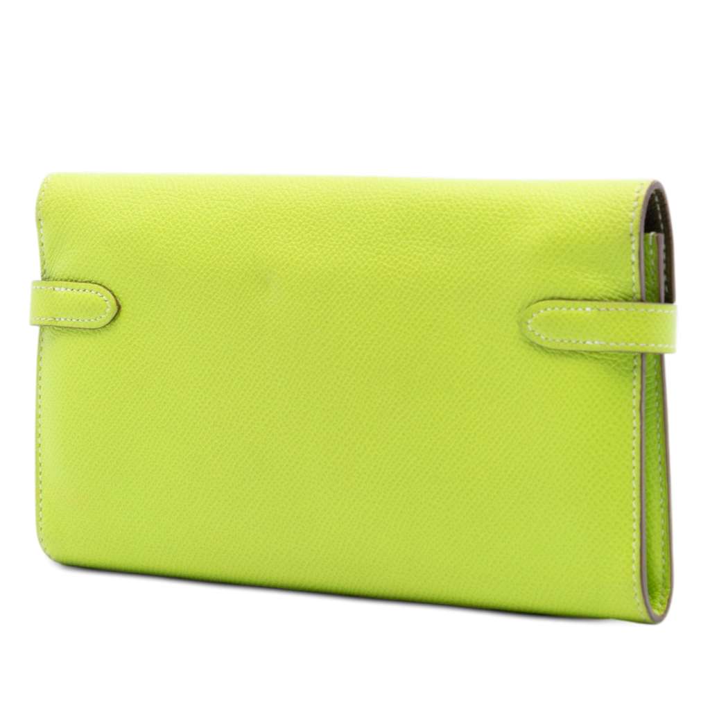 Hermès Chevre Mysore Vero Kelly Longue Wallet Green Leather Good condition - Back View