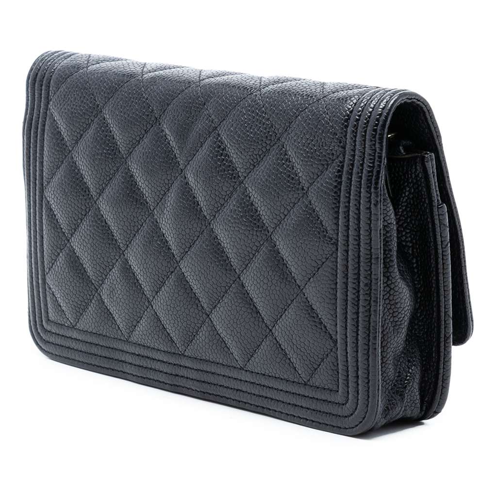 Chanel Quilted Caviar Boy Wallet on Chain Black Leather Good condition - Back View