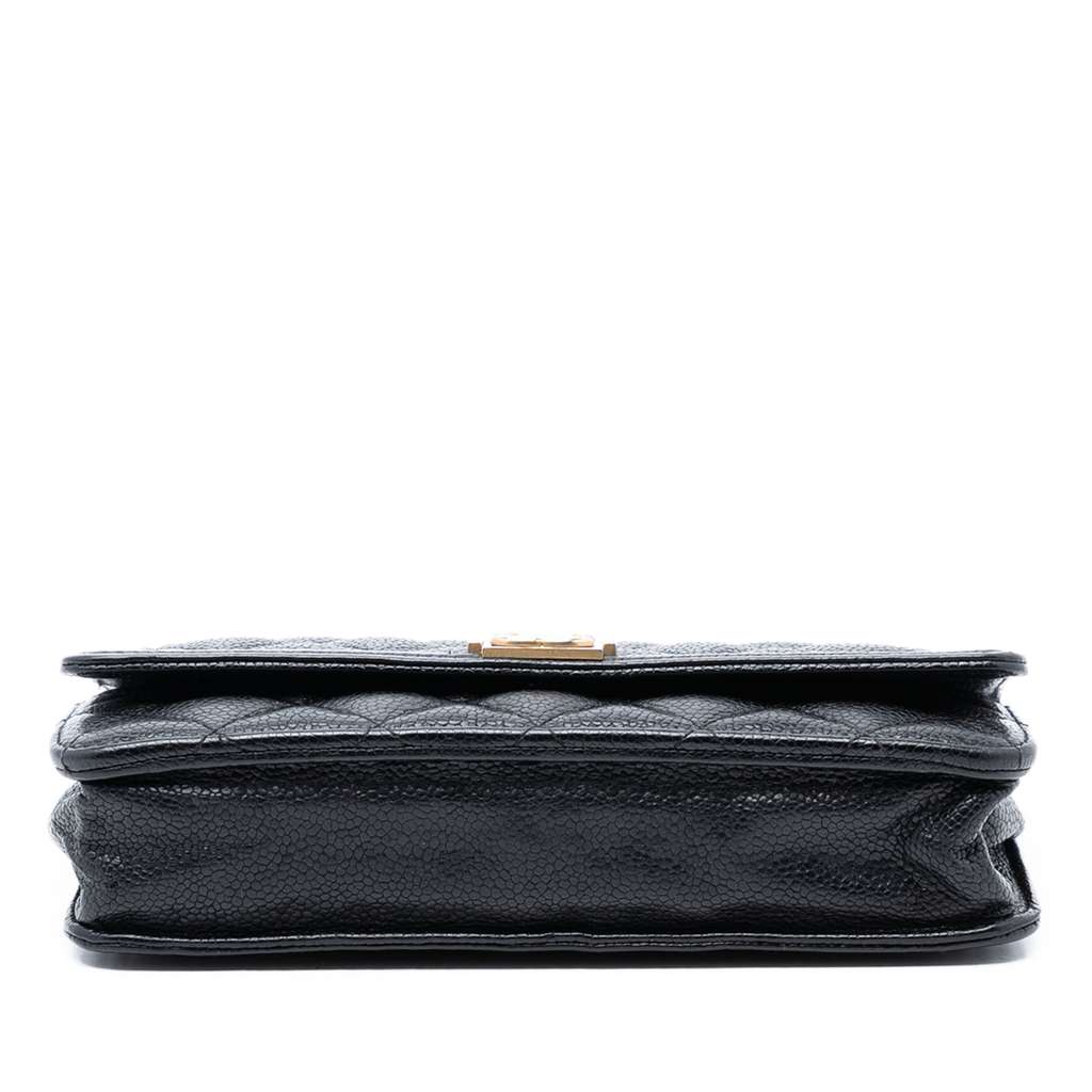 Chanel Quilted Caviar Boy Wallet on Chain Black Leather Good condition - Inside View