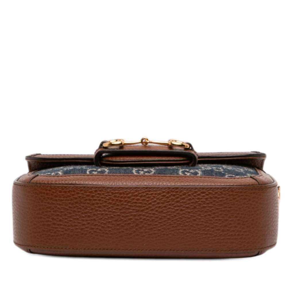 Gucci Small GG Denim Web Horsebit 1955 Crossbody Blue Denim Good condition - Inside View