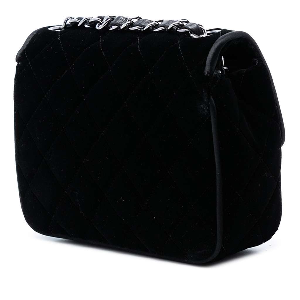 Chanel Mini Square Classic Velvet Single Flap Black Velvet Good condition - Back View