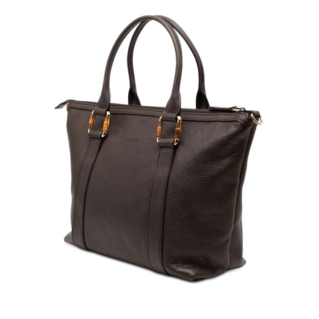 Gucci Leather Bamboo Satchel Brown Leather Good condition - Back View