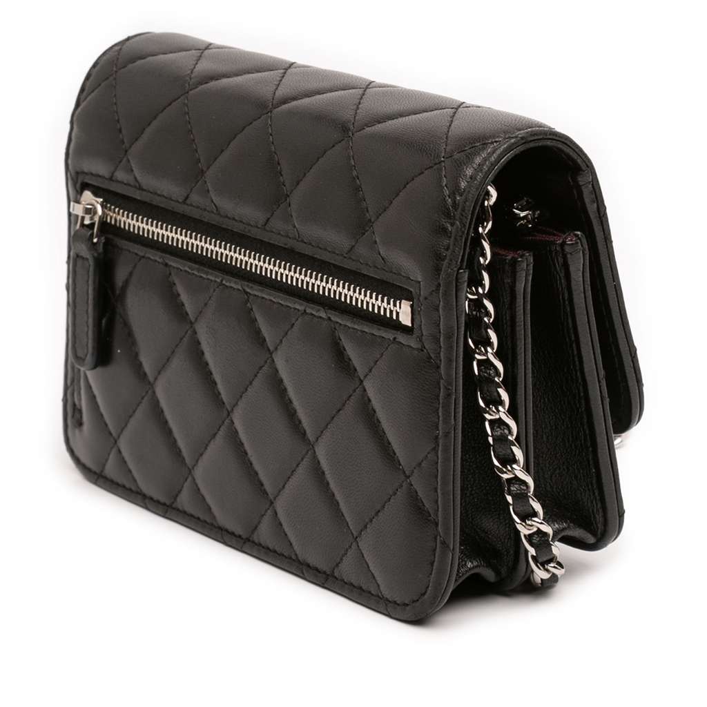 Chanel Mini CC Lambskin Wallet on Chain Black Leather Good condition - Back View