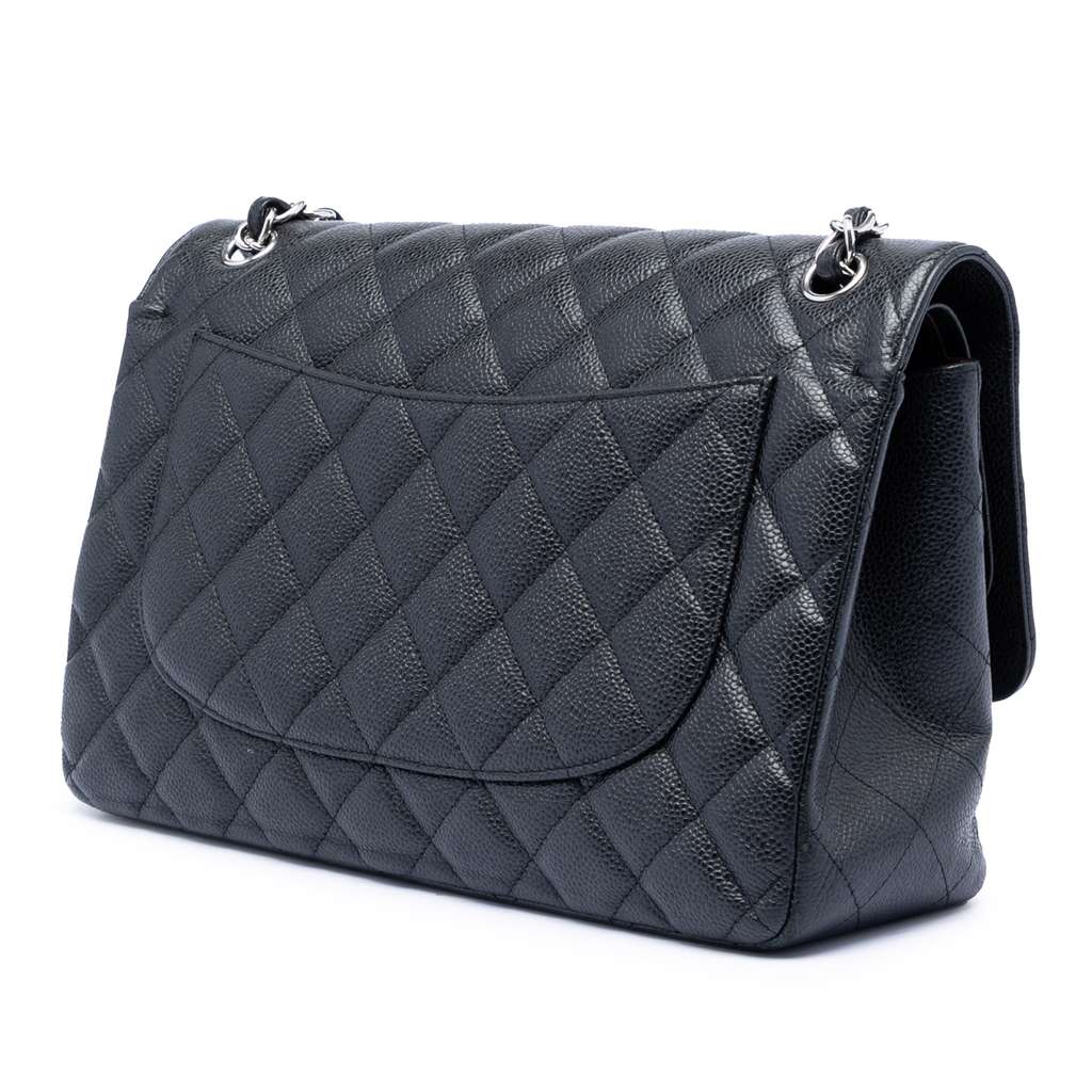 Chanel Jumbo Classic Caviar Double Flap Black Leather Good condition - Back View