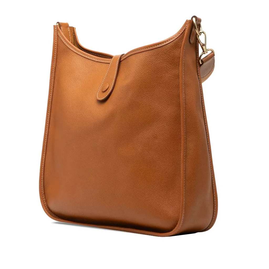 Hermès Courchevel Evelyne GM Brown Leather Good - Back View
