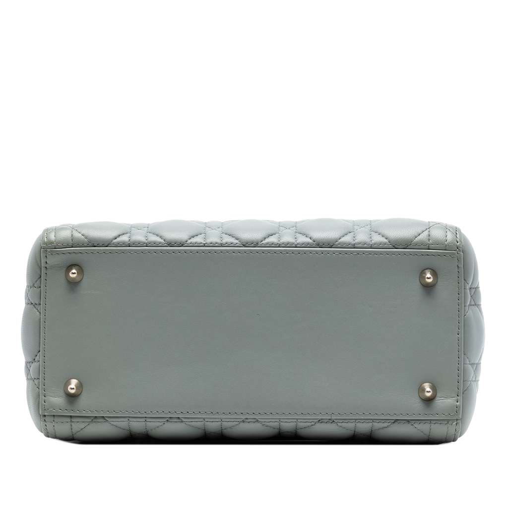 Dior Medium Lambskin Cannage Lady Dior Grey Leather Good condition - Inside View