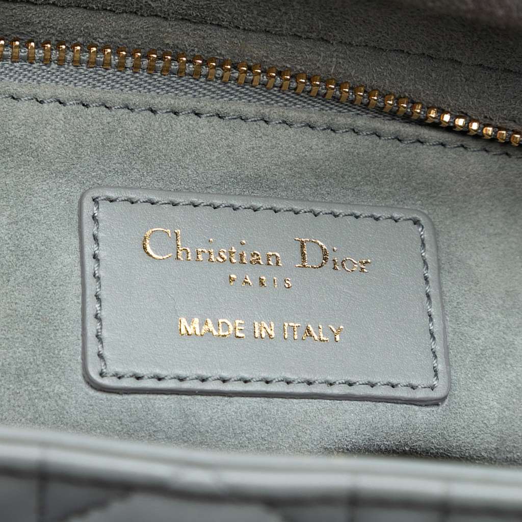 Dior Medium Lambskin Cannage Lady Dior Grey Leather Good condition - Box View