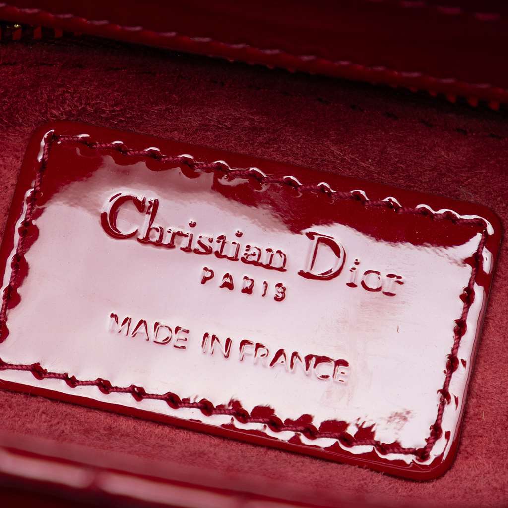 Dior Mini Patent Cannage Lady Dior Red Leather Good condition - Box View