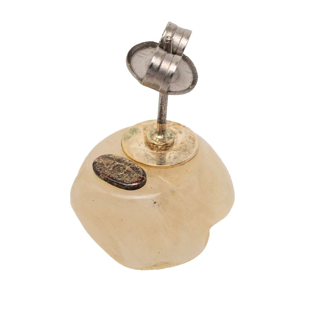 Chanel CC Resin Gold Plated Camellia Push Back Earrings White Good condition - Inside View