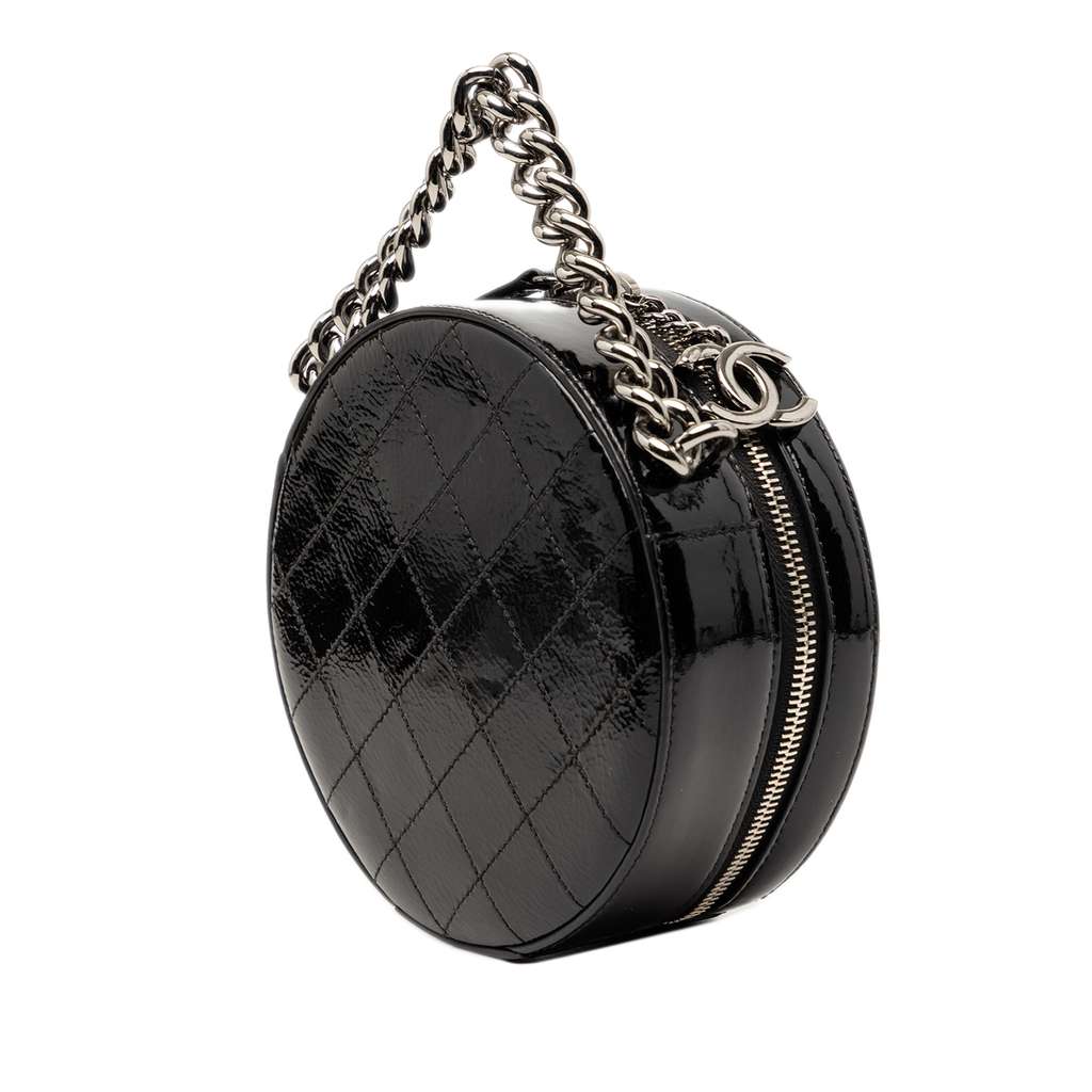 Chanel Patent Round As Earth Bag Black Leather Good condition - Back View