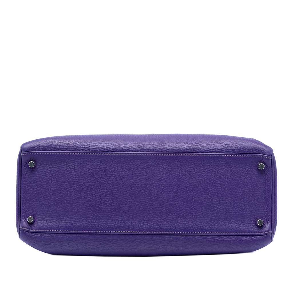 Hermès Clemence Kelly II Retourne 35 Purple Leather Good condition - Inside View
