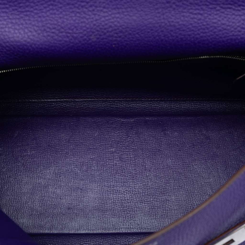 Hermès Clemence Kelly II Retourne 35 Purple Leather Good condition - Model View