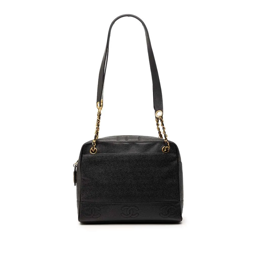 Chanel Triple CC Caviar Zip Tote Black Leather Very good - Front View