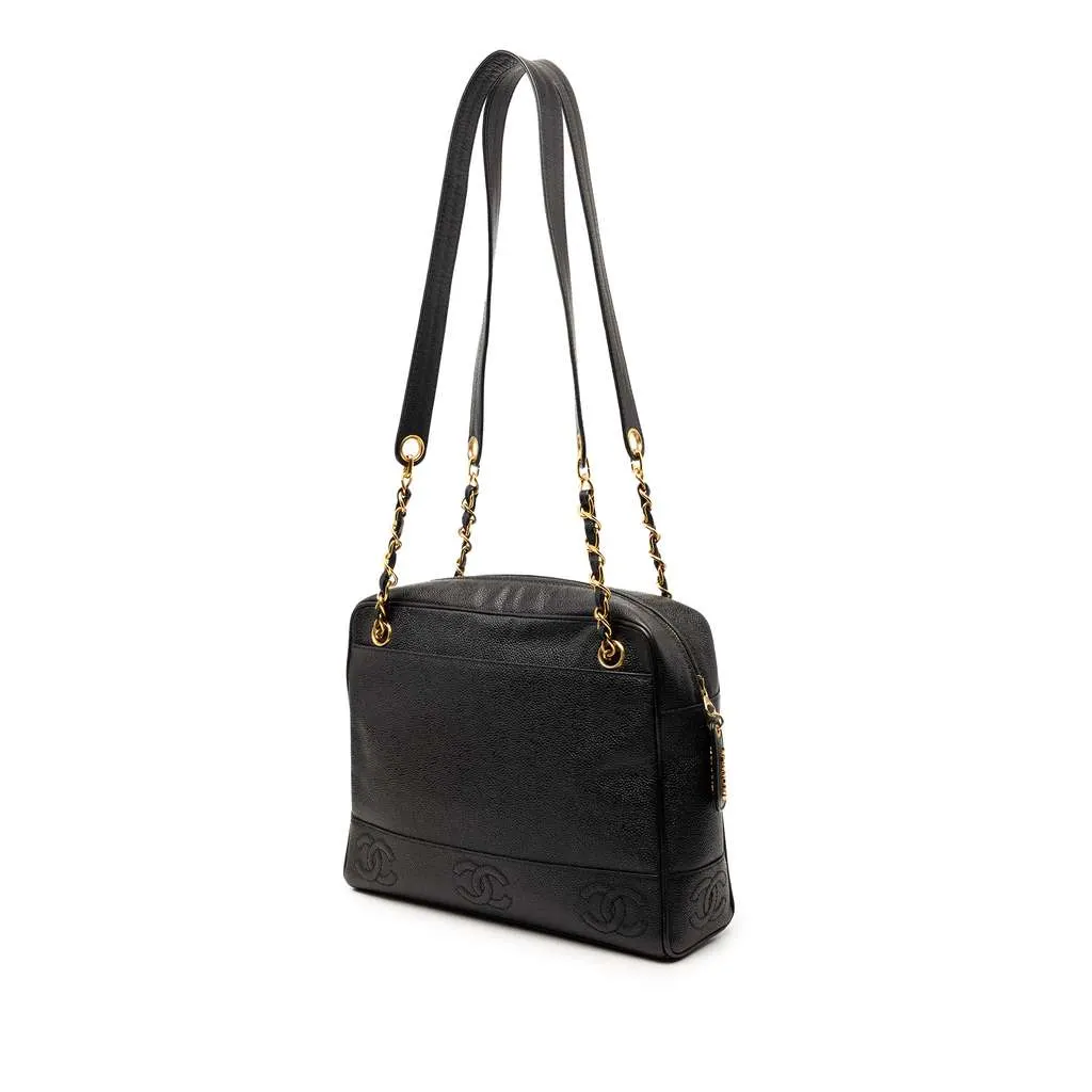 Chanel Triple CC Caviar Zip Tote Black Leather Very good - Back View