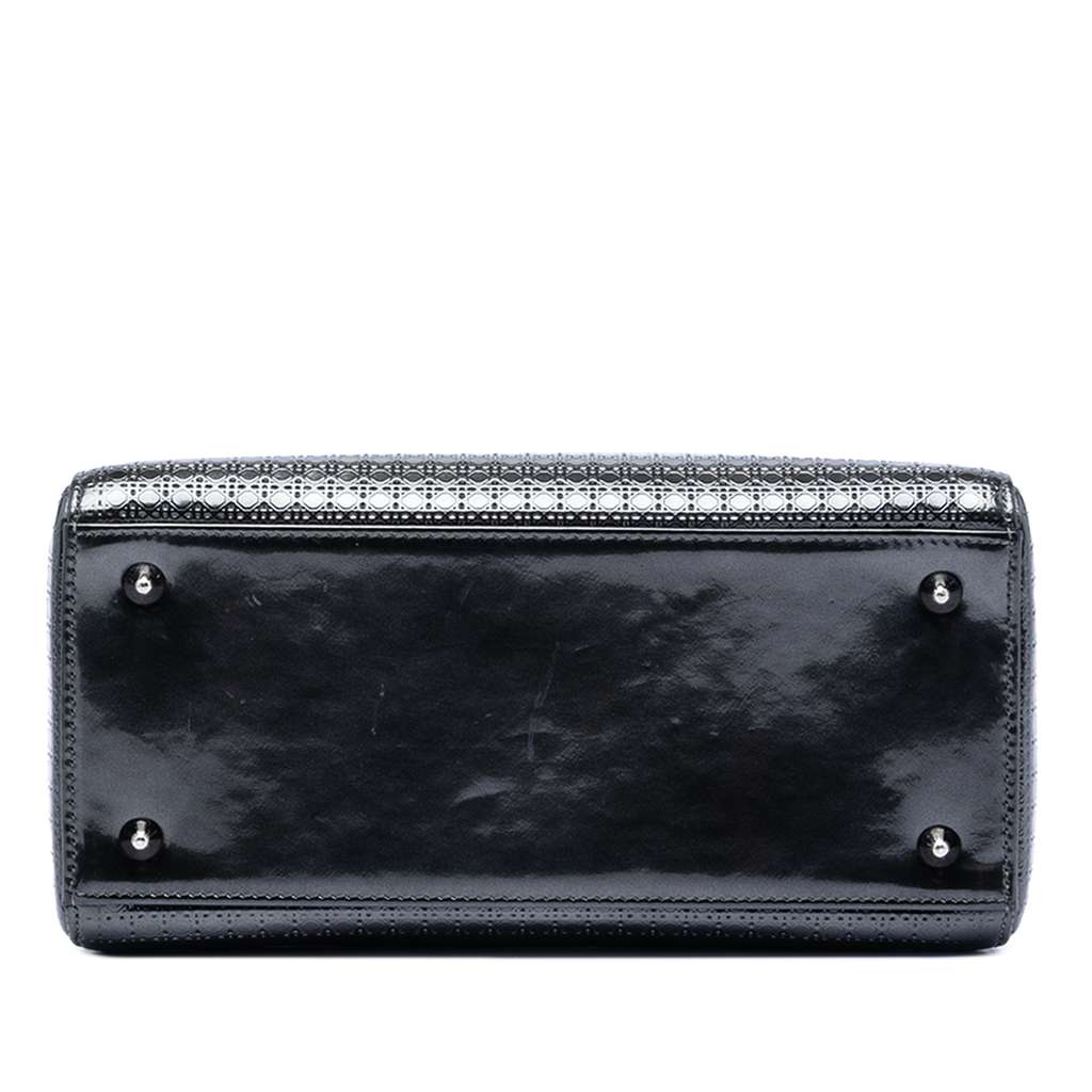 Dior Medium Metallic Patent Microcannage Lady Dior Black Leather Good condition - Inside View