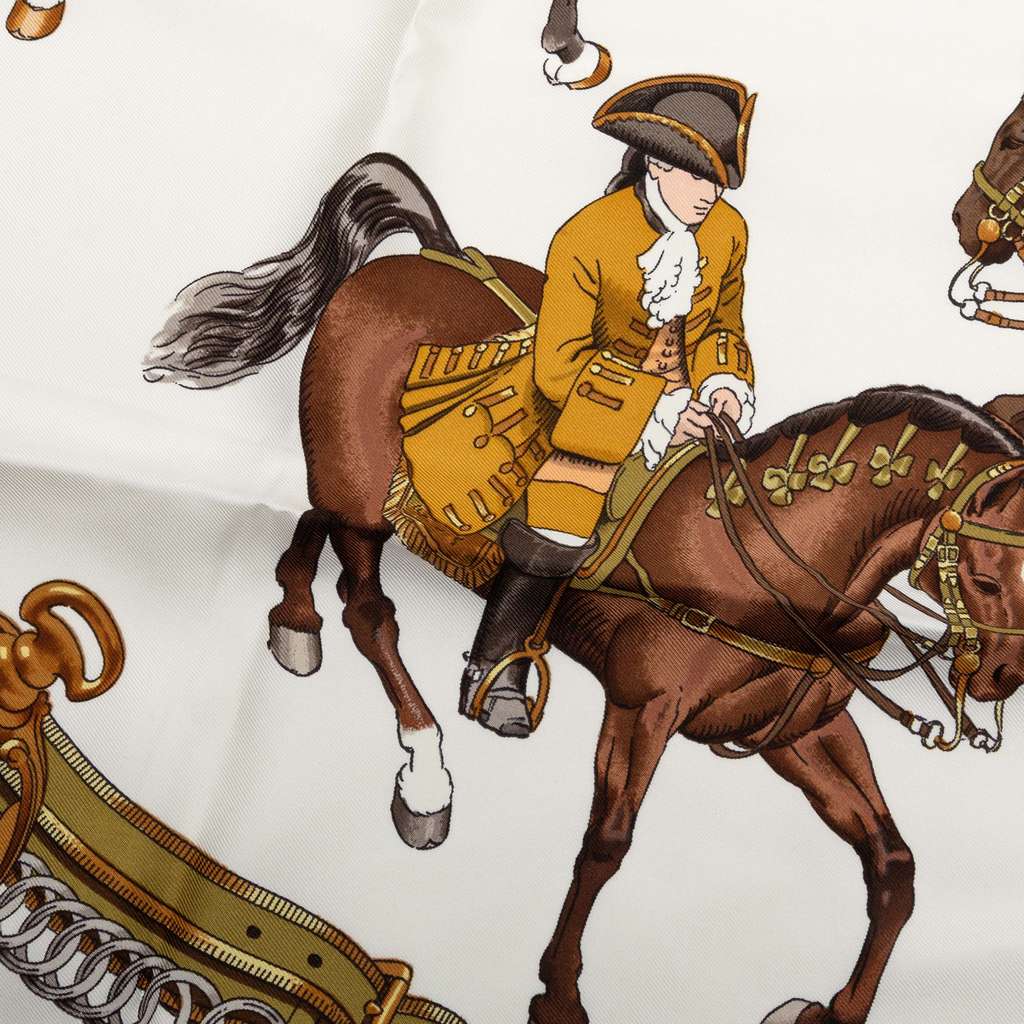 Hermès Reprise Silk Scarf White Silk Good condition - Model View