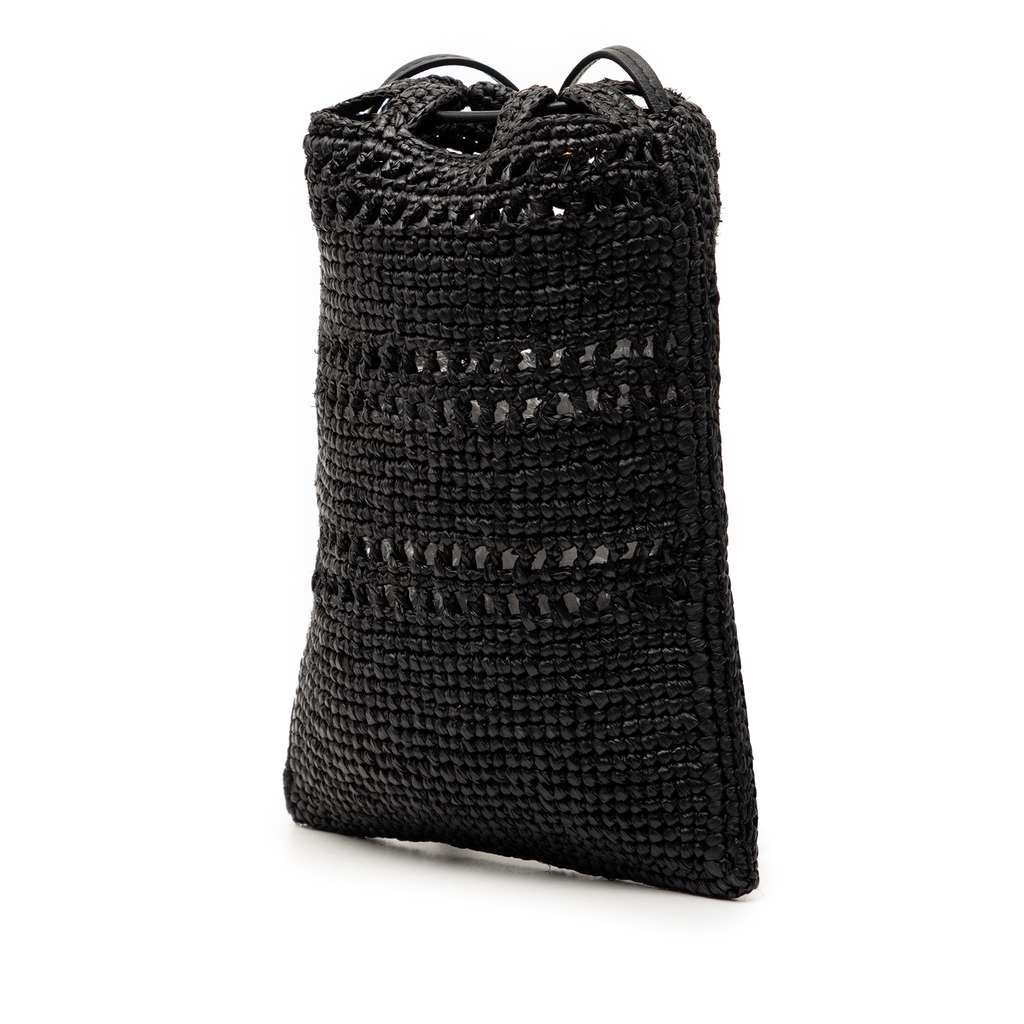 Loewe Paula Ibiza Raffia Drawstring Pocket Crossbody Black Good condition - Back View