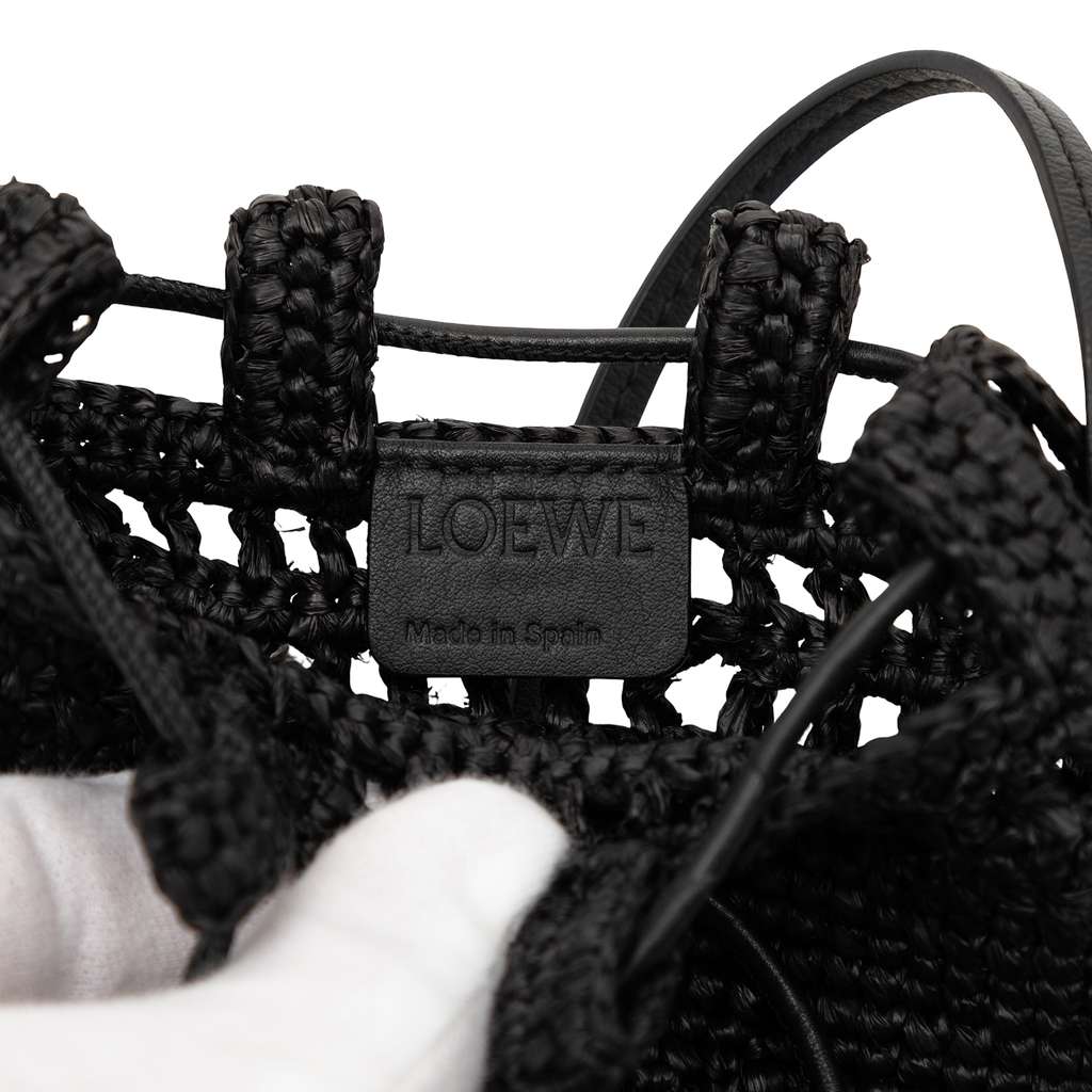 Loewe Paula Ibiza Raffia Drawstring Pocket Crossbody Black Good condition - Box View