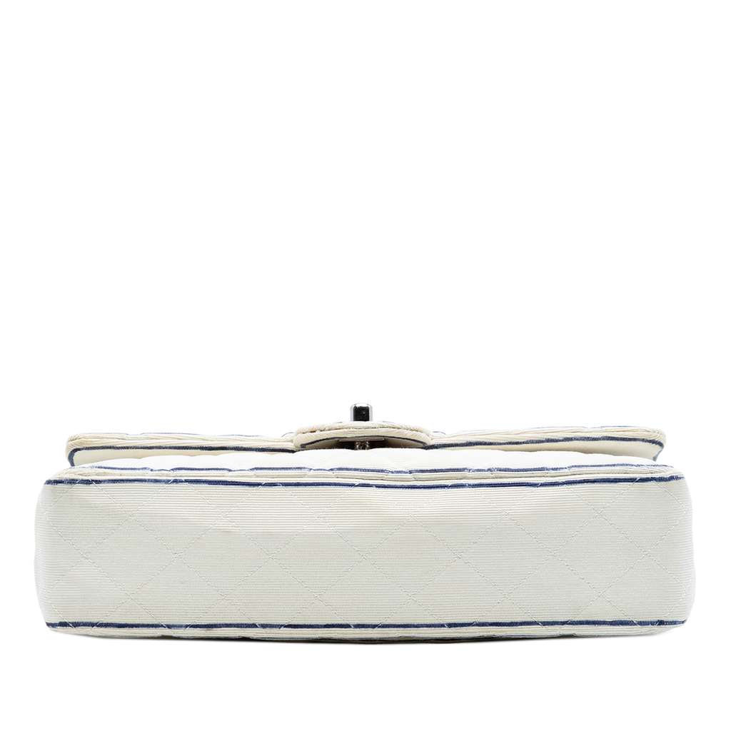 Chanel Medium Classic Printed Grosgrain Double Flap White Good condition - Inside View