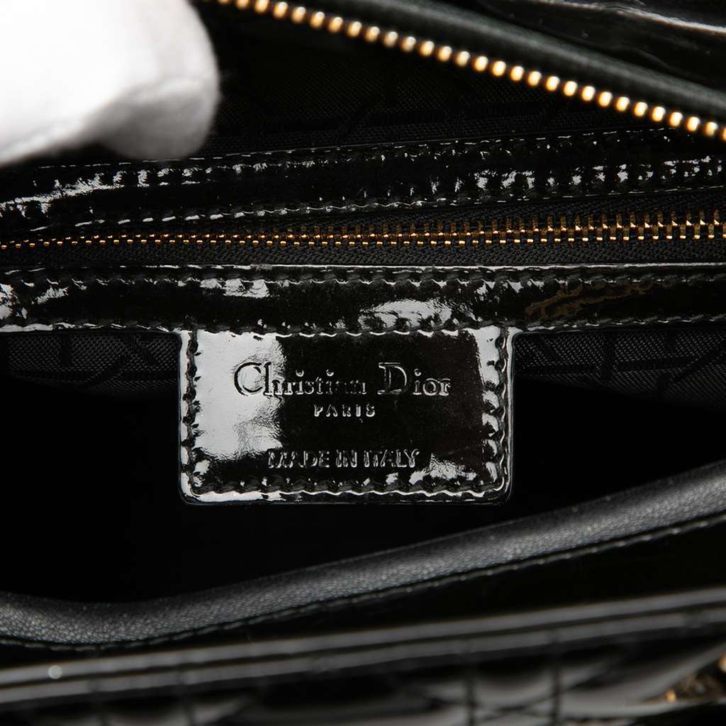 Dior Large Patent Cannage Lady Dior Black Leather Good condition - Box View