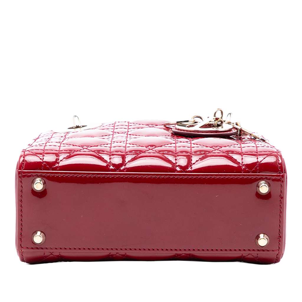 Dior Mini Patent Cannage Lady Dior Red Leather Good condition - Inside View