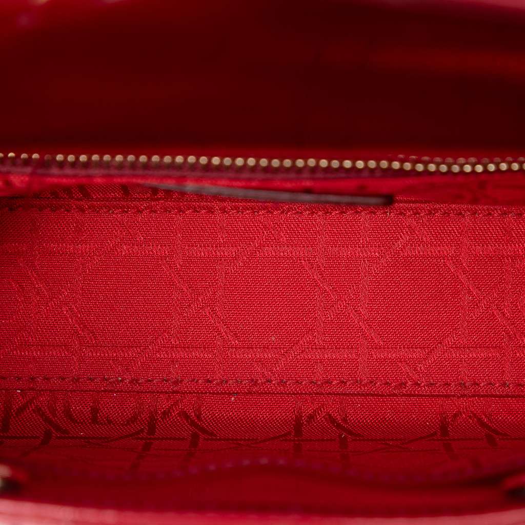 Dior Mini Patent Cannage Lady Dior Red Leather Good condition - Model View