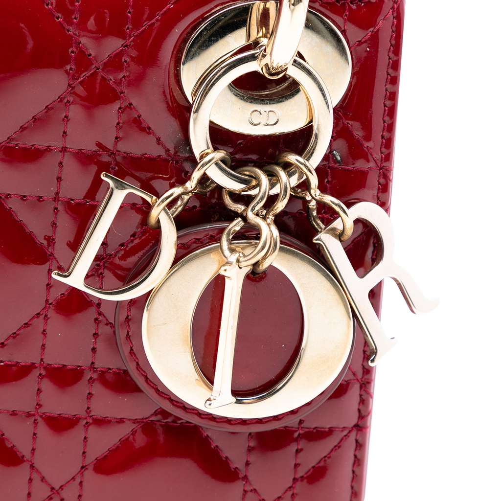 Dior Mini Patent Cannage Lady Dior Red Leather Good condition - Box View