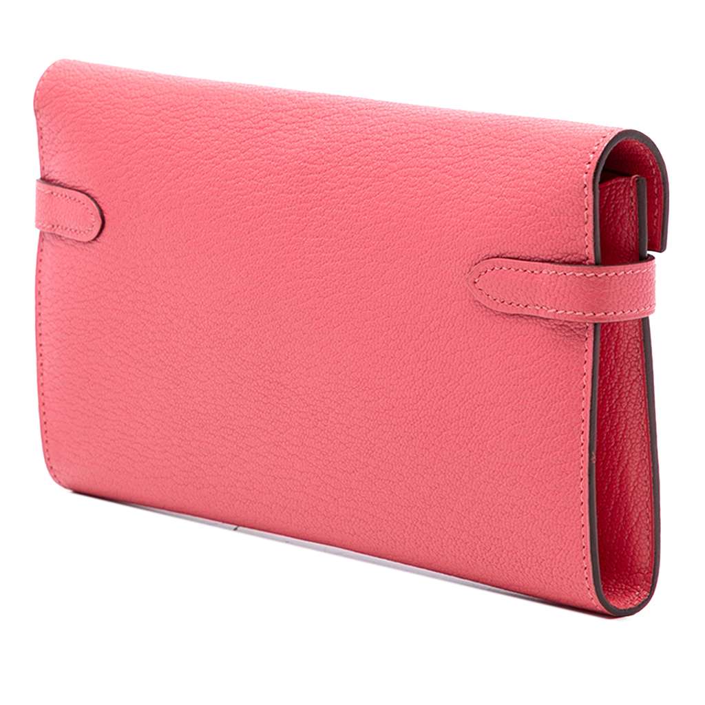 Hermès Chevre Mysore Kelly Longue Wallet Pink Leather Good condition - Back View