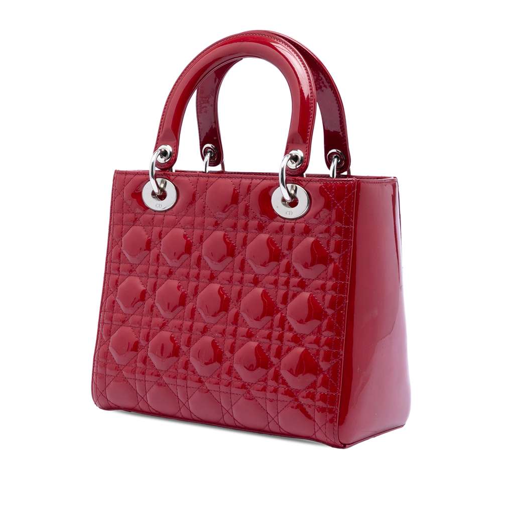 Dior Medium Patent Cannage Lady Dior Red Leather Good condition - Back View