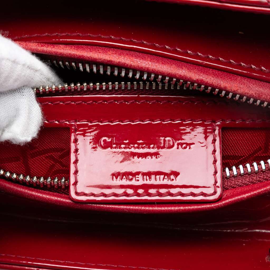 Dior Medium Patent Cannage Lady Dior Red Leather Good condition - Box View