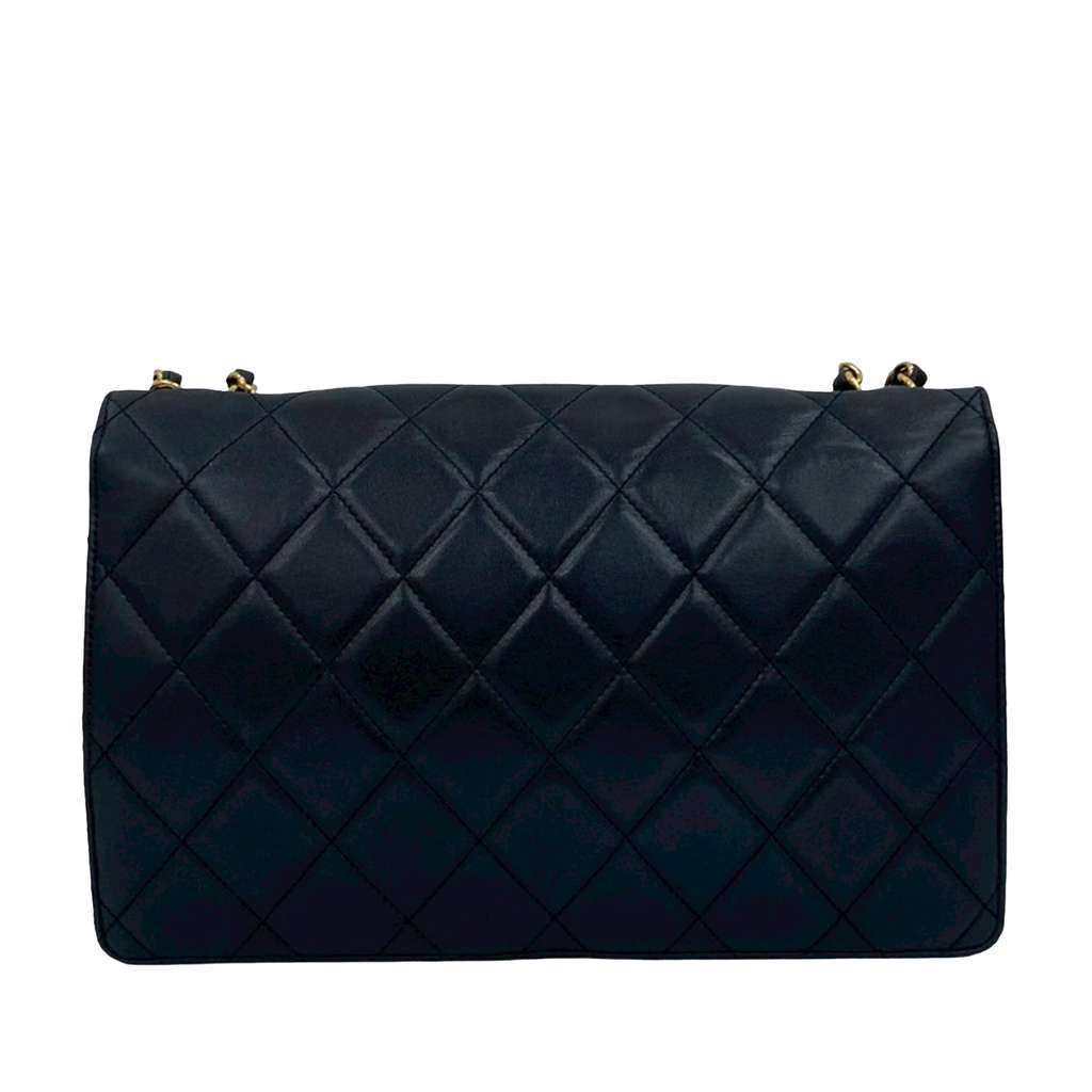 Chanel Quilted Lambskin Golden Class Flap Blue Leather Good condition - Back View