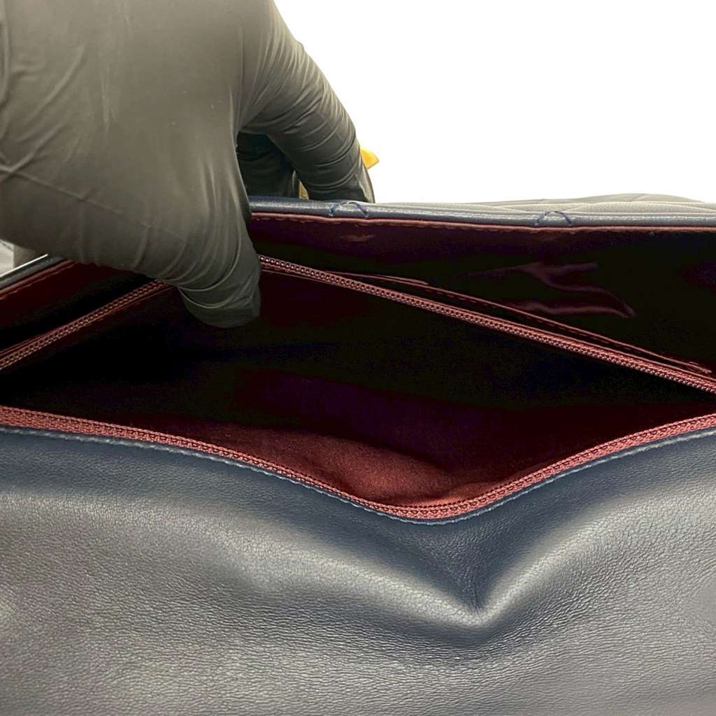 Chanel Quilted Lambskin Golden Class Flap Blue Leather Good condition - Inside View