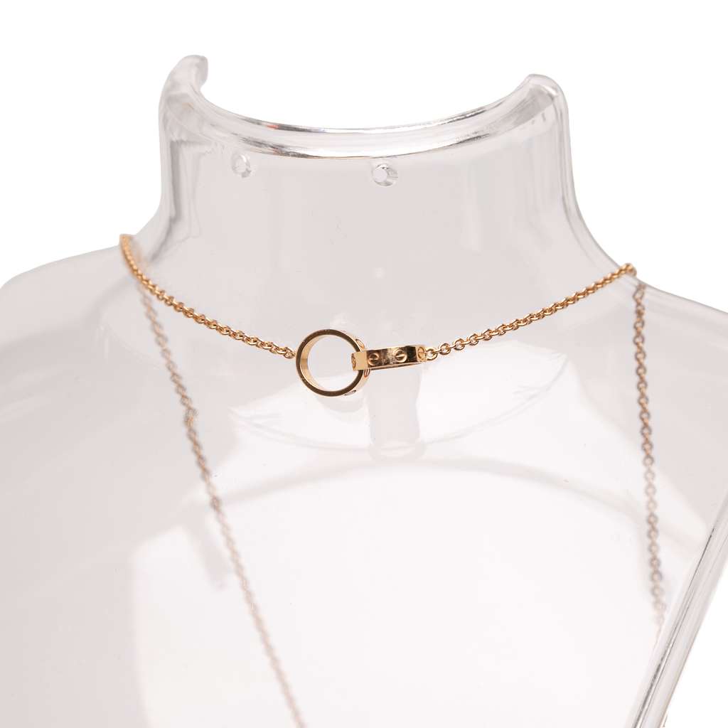 Cartier 18K Rose Gold Interlocking Love Necklace Pink Rose Gold Good condition - Inside View